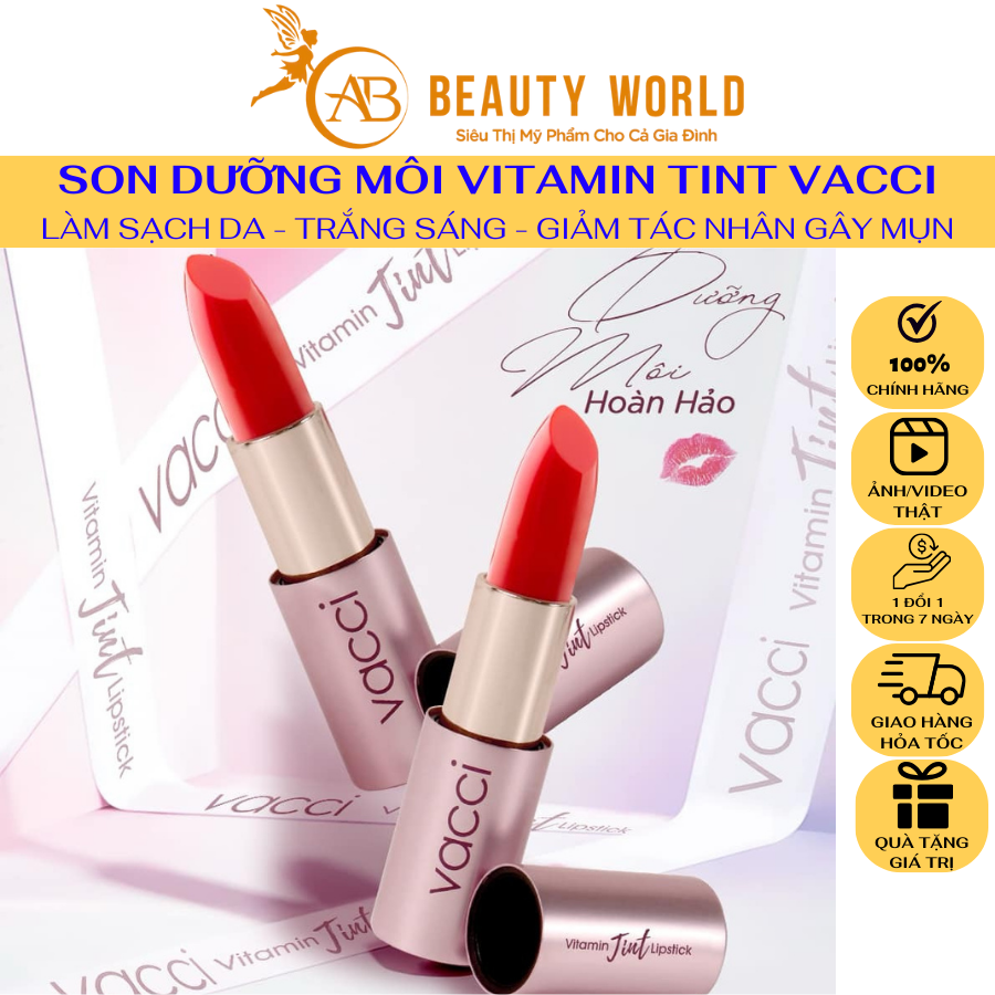 Son Dưỡng Môi VACCI - Lên Màu Đẹp - Lâu Phai - Vitamin Tint Lipstick - Môi Căng Mọng - Mượt Mà