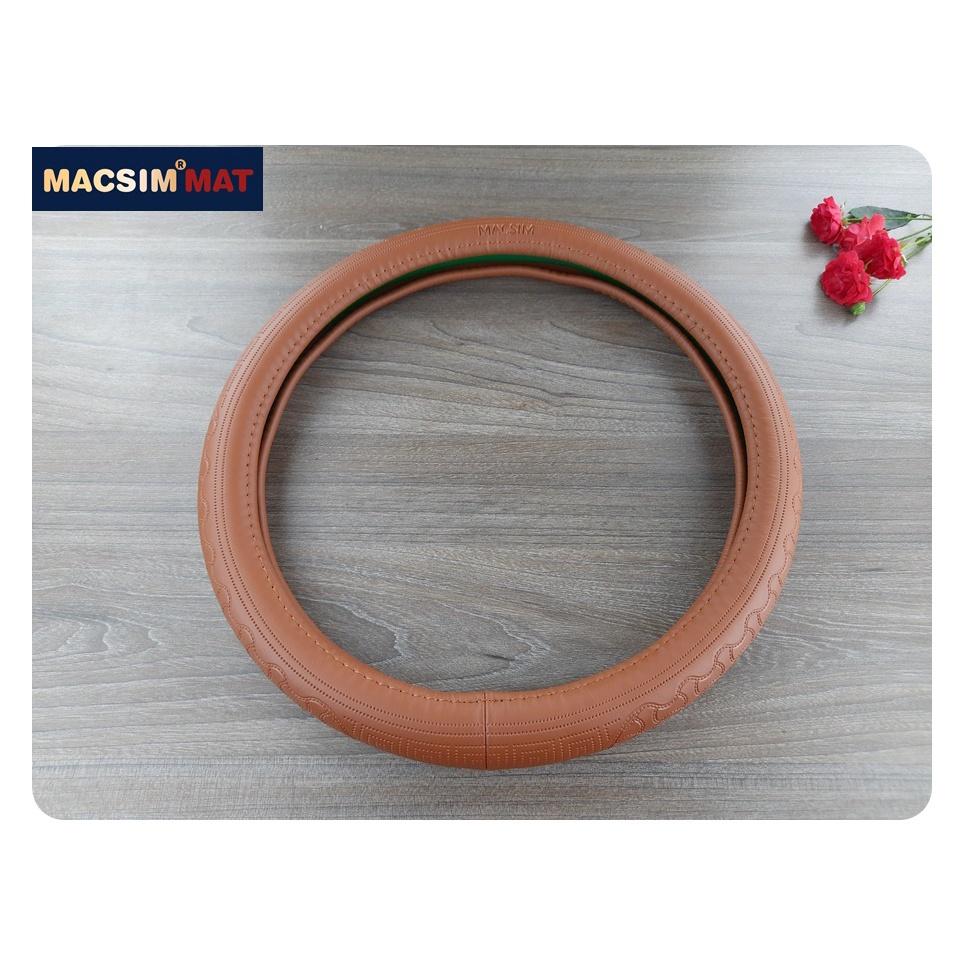 Bọc vô lăng cao cấp Macsim mã L620 mới chất liệu da thật - Khâu tay 100% size M màu nâu