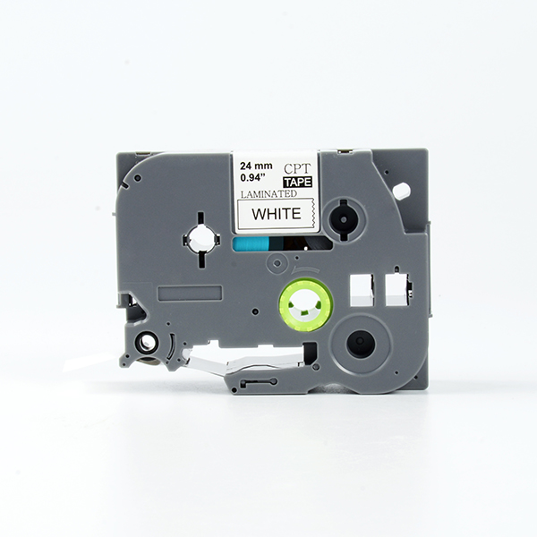 Tape nhãn in tương thích CPT-251 dùng cho máy in nhãn Brother P-Touch (chữ đen nền trắng, 24mm)