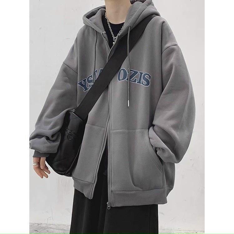 Áo khoác nỉ nam full ziper form rộng chất nỉ dày dặn 2 lớp in chữ OZIS, Áo Khoác Hoodie Nam Nữ Siêu Cute Có Dây Kéo ZIP -Chất Nỉ Ngoại UNisex