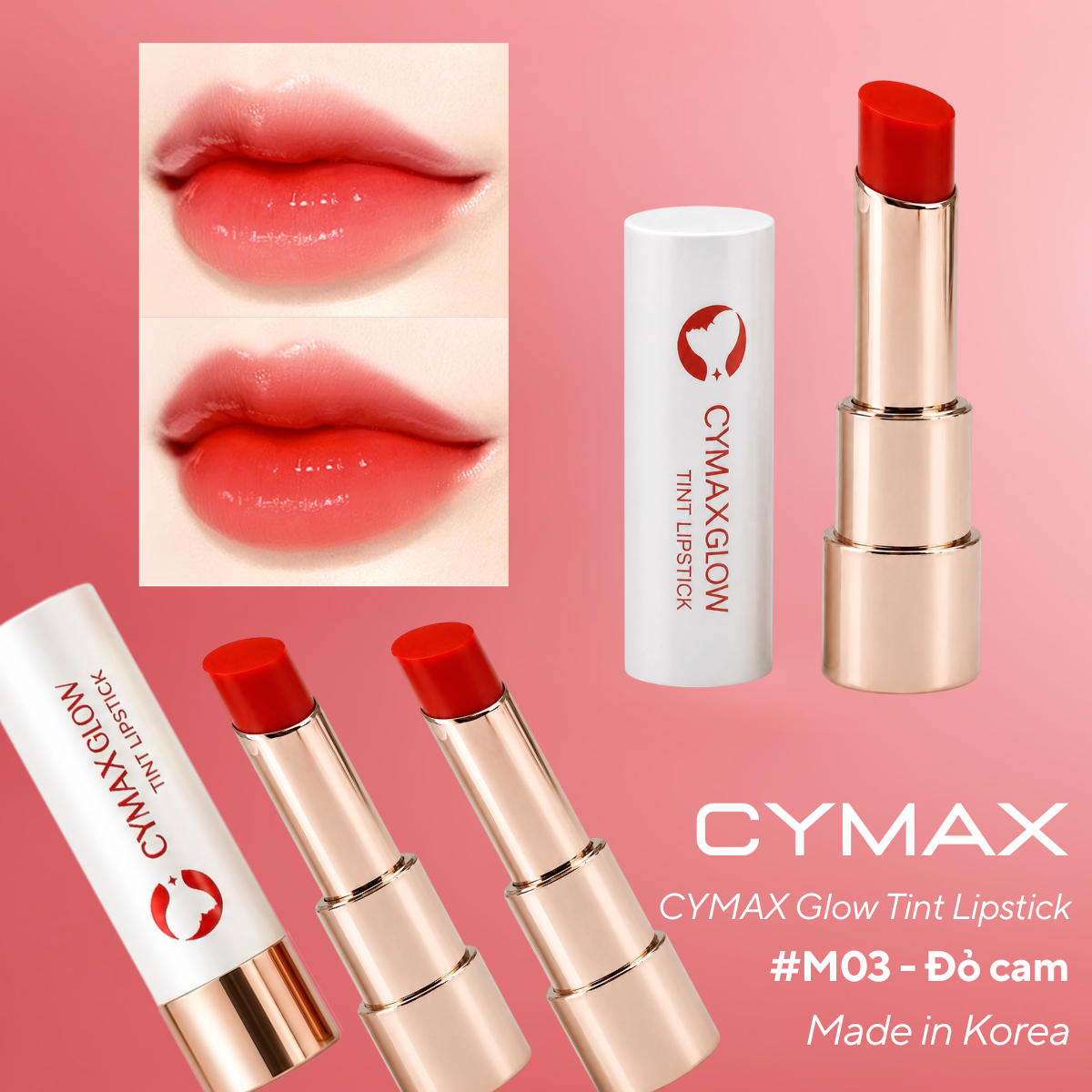 Son Tint CYMAX Glow Tint Lipstick - Son Dưỡng Môi Lên Màu Chuẩn, Nhập Khẩu Chính Ngạch Hàn Quốc