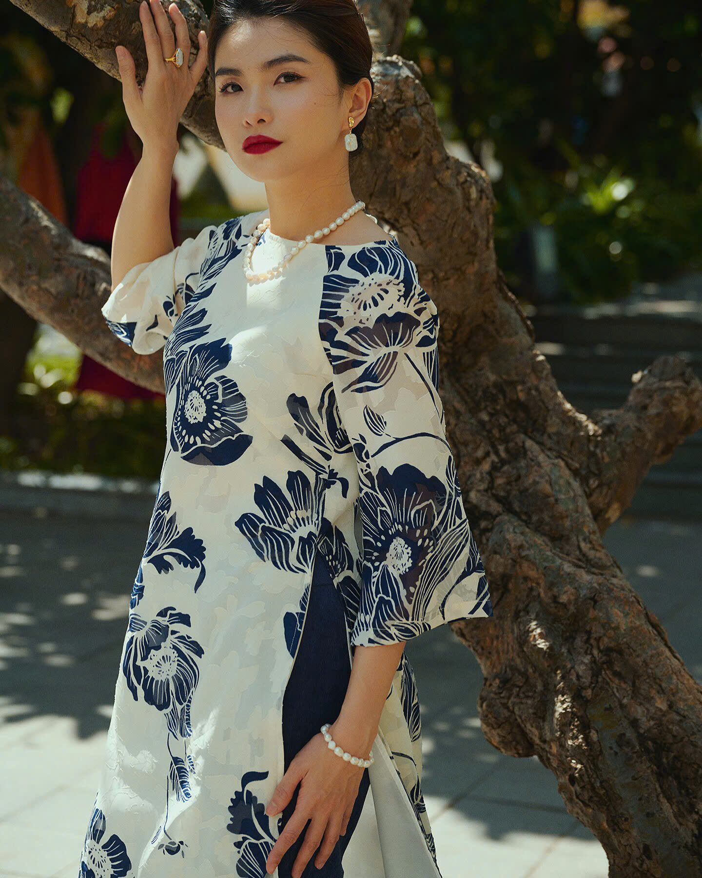 Áo Dài Cổ Thuyền Mẫu Đơn ADA013 thời trang thiết kế Hity