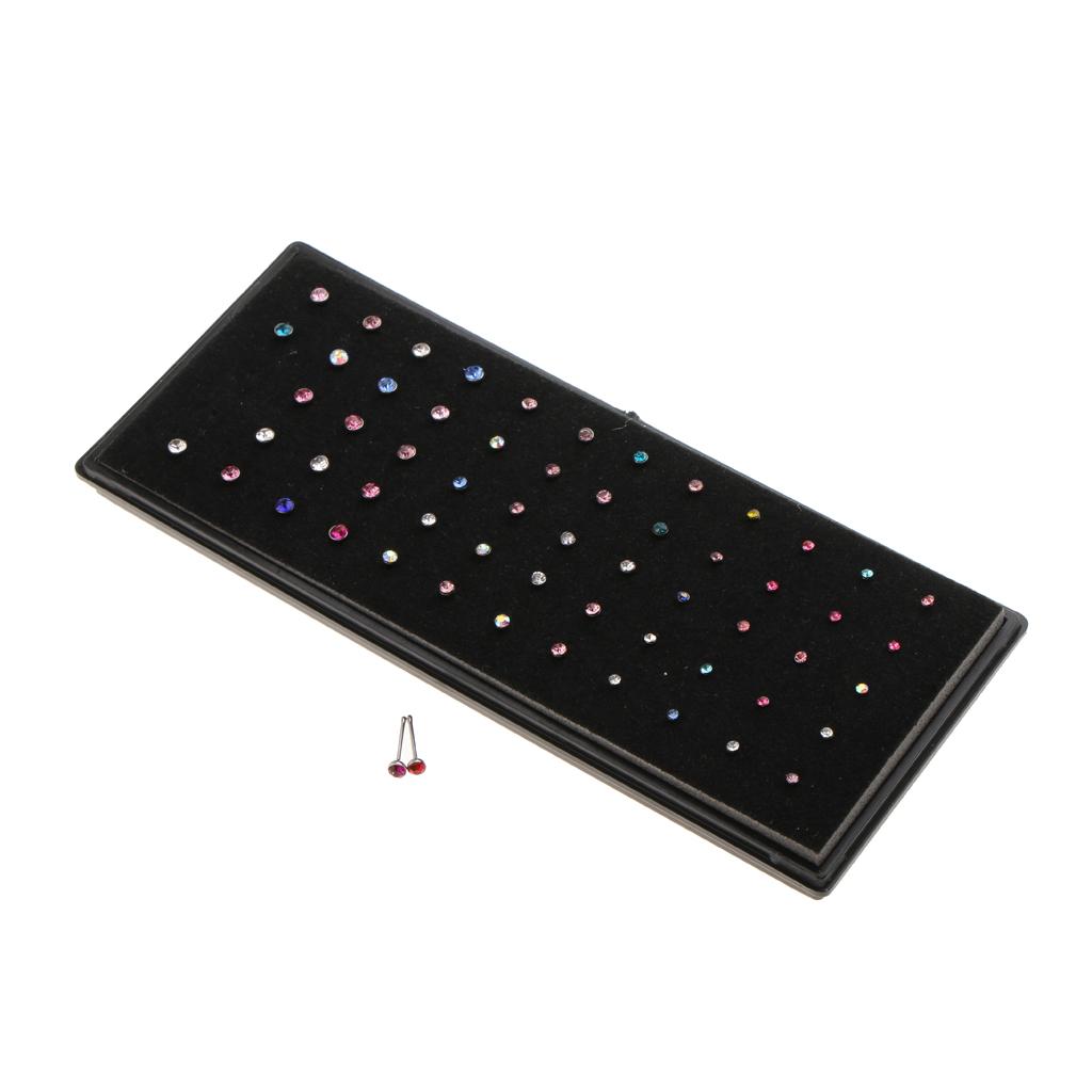 60pcs Stainless Steel Nose Rings Studs Body Piercing Jewelry Multi-Color