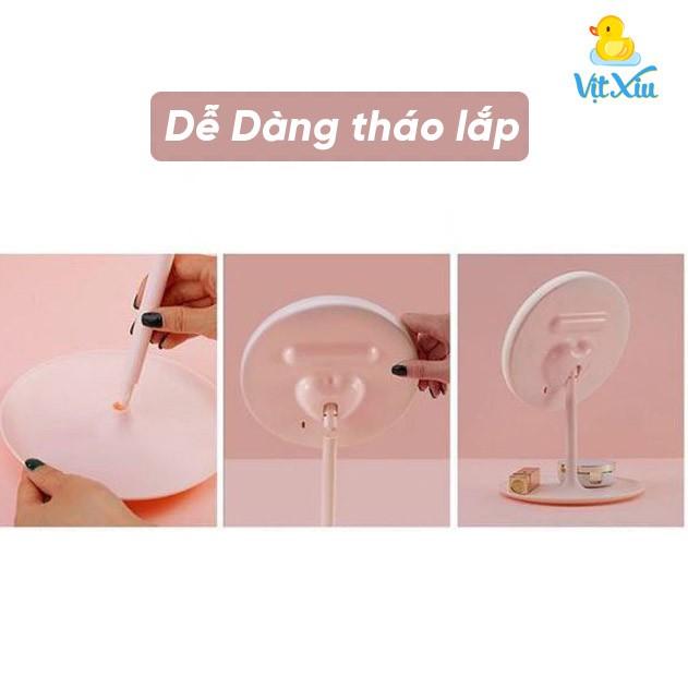 Gương trang điểm đèn led ánh sáng 3 cấp độ, Gương trang điểm pin sạc USB