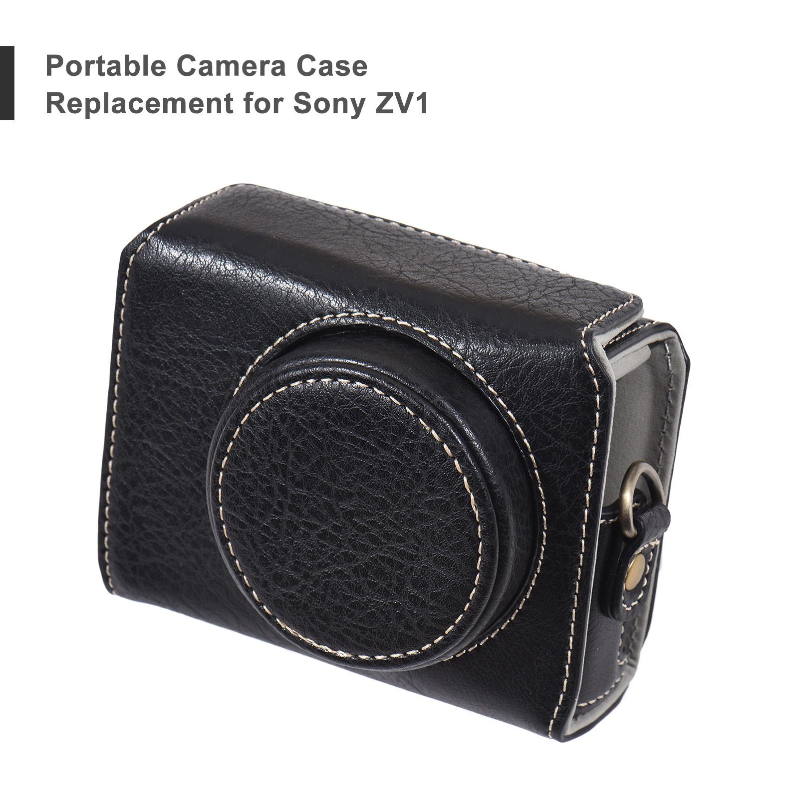 Portable Camera Case Synthetic Leather Camera Carry Bag with Shoulder Strap Replacement for Sony ZV1 ZV-1 Camera