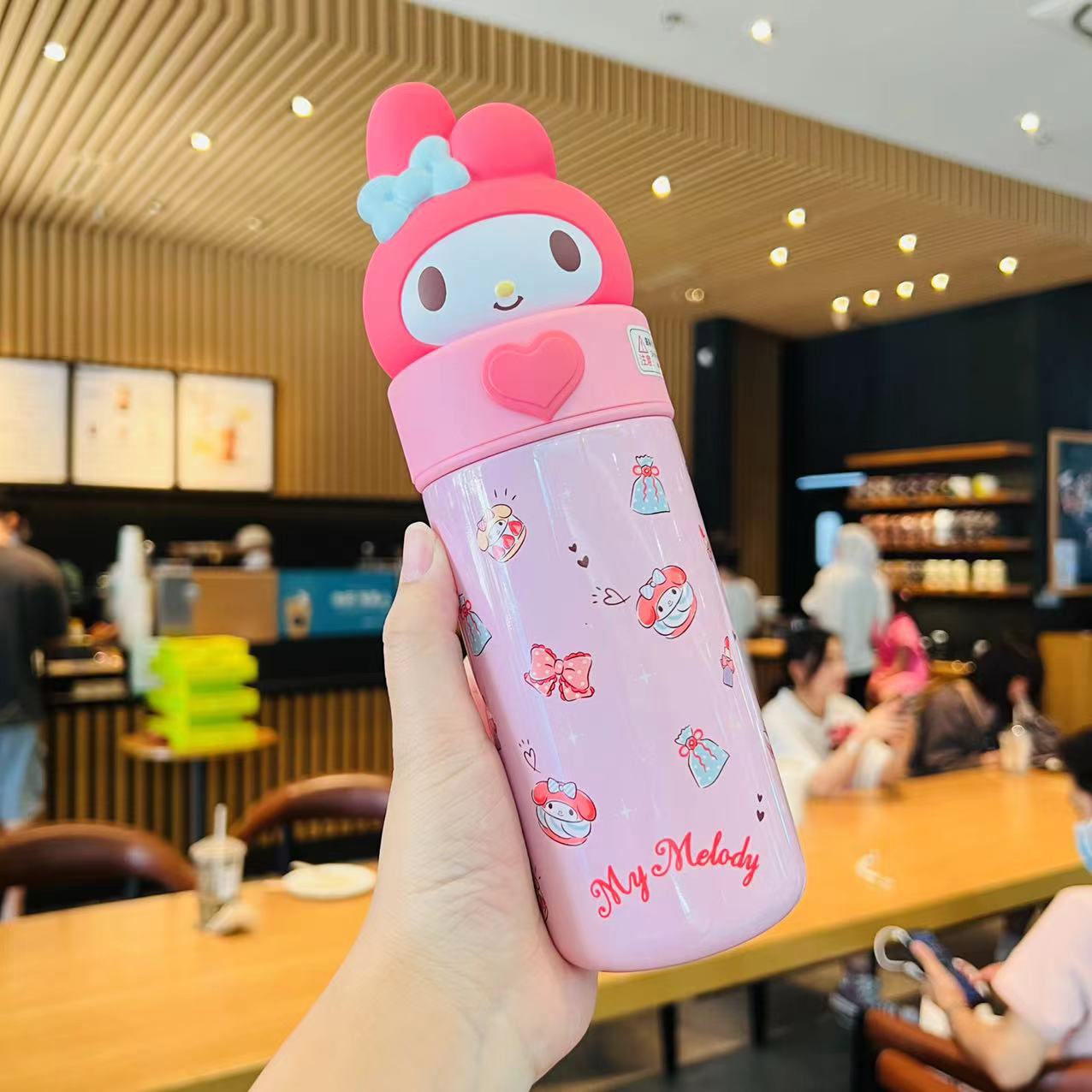 Bình giữ nhiệt Sanrio 350ml, cốc uống nước giữ nhiệt sanrio 350Ml Hình Búp Bê Hoạt Hình Kuromi Kawaii