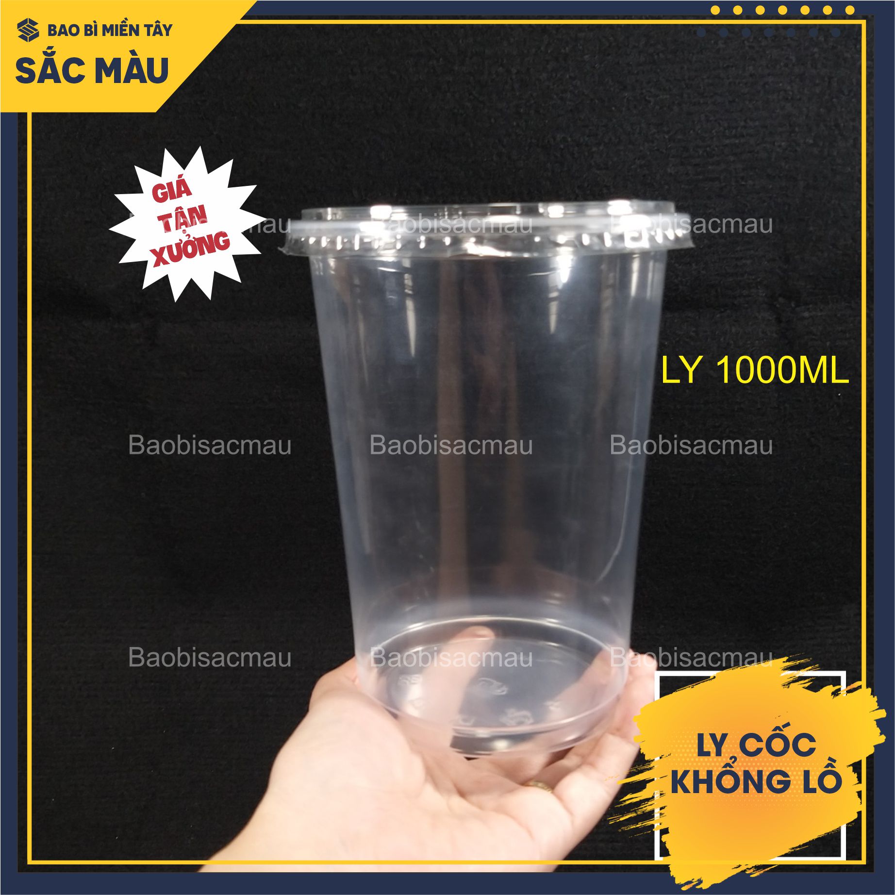 Sỉ 50 cốc nhựa/ ly nhựa PP khổng lồ 800ml, 900ml, 1000ml kèm nắp