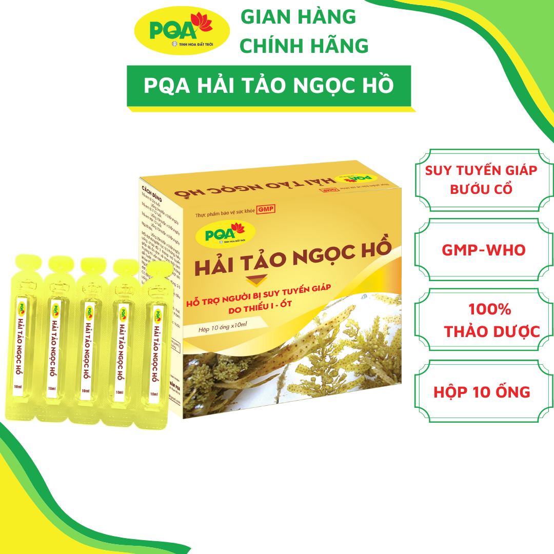 Hải Tảo Ngọc Hồ PQA Hỗ Trợ Bổ Sung I-Ốt Từ Tảo Biển Giúp Giảm Nguy Cơ Bị Bệnh Tuyến Giáp Hộp 10 Ống