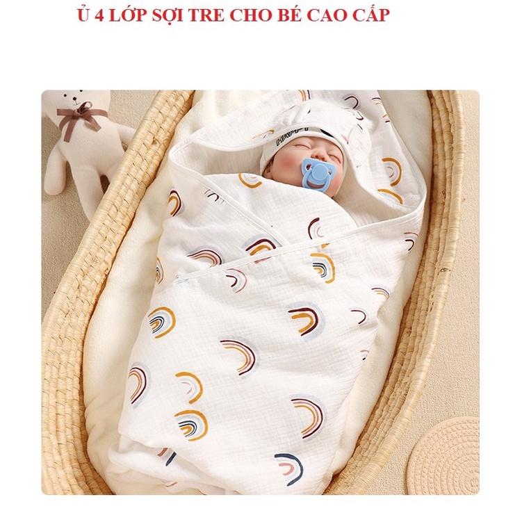 Khăn ủ sơ sinh Organic HÌNH GẤU 4 lớp cao cấp 100% cotton mềm mại cho bé