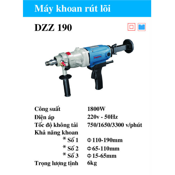 Máy Khoan Rút Lõi Cầm Tay Dongcheng DZZ190