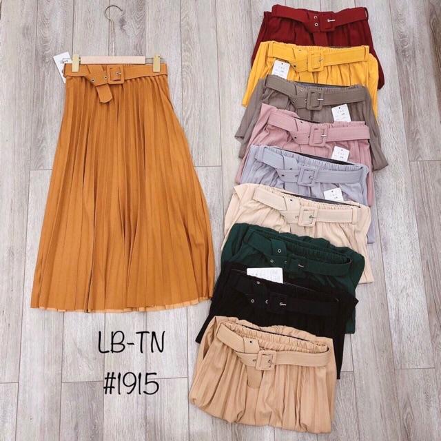 Chân váy dập ly dài kèm đai hàng quảng châu loại 1