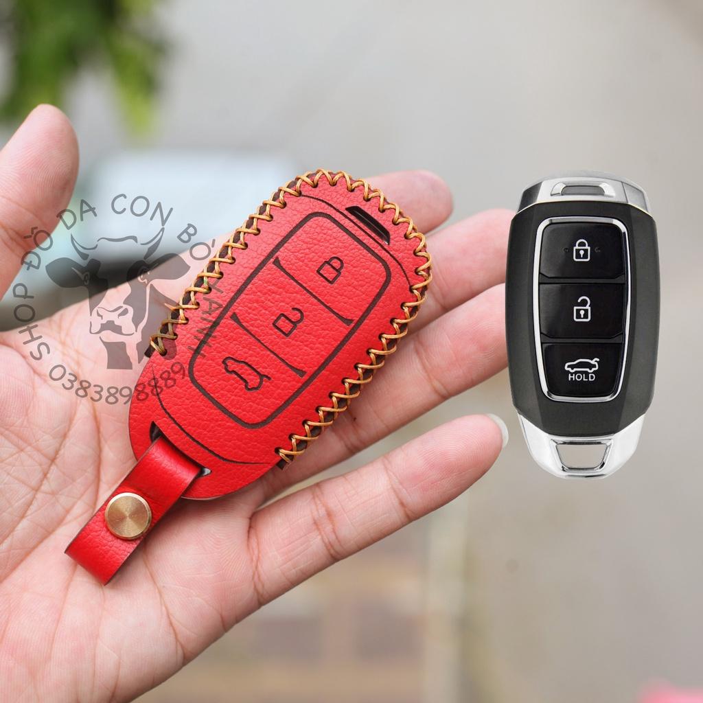 Bao da dành cho chìa khoá Hyundai Accent, Kona, Santafe handmade da thật 009