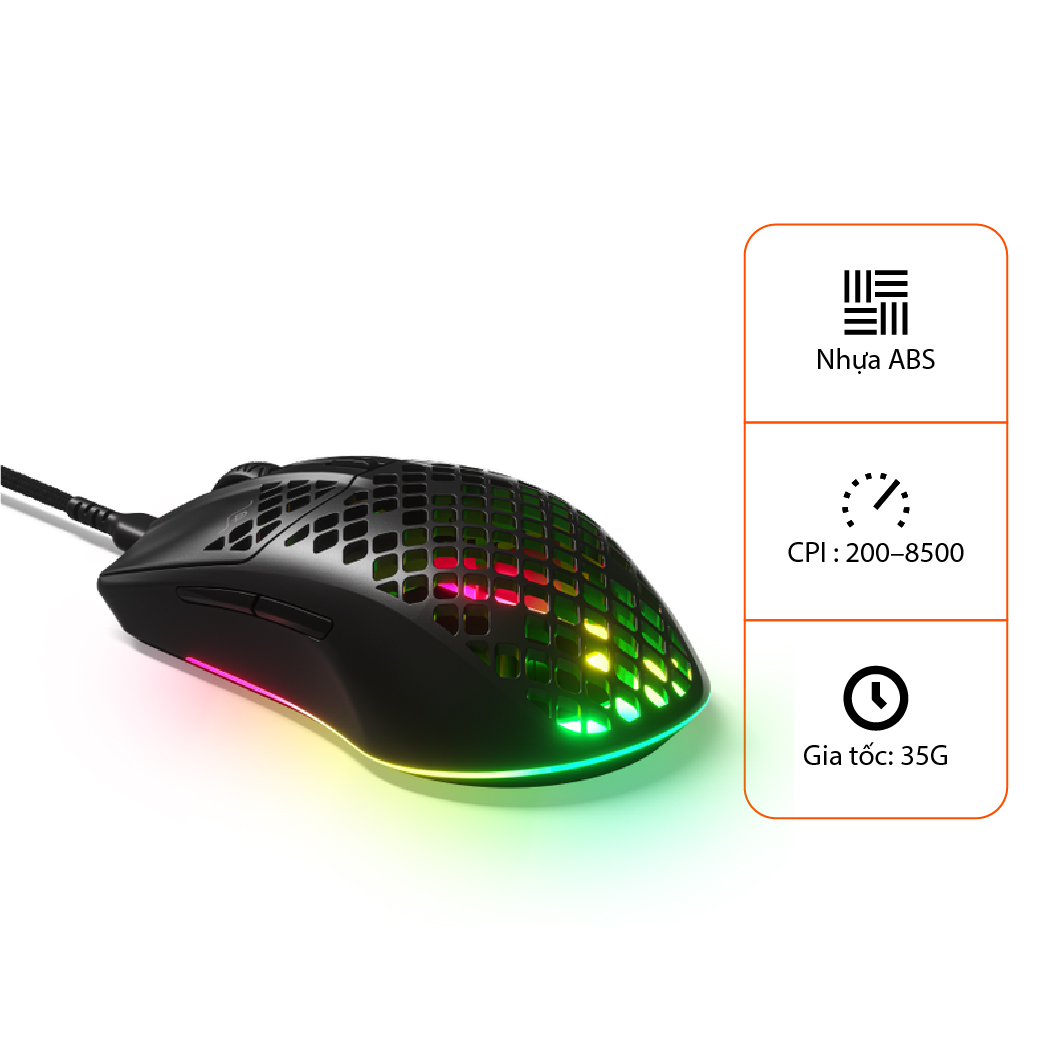 Chuột game Steelseries Aerox 3 RGB có dây & không dây