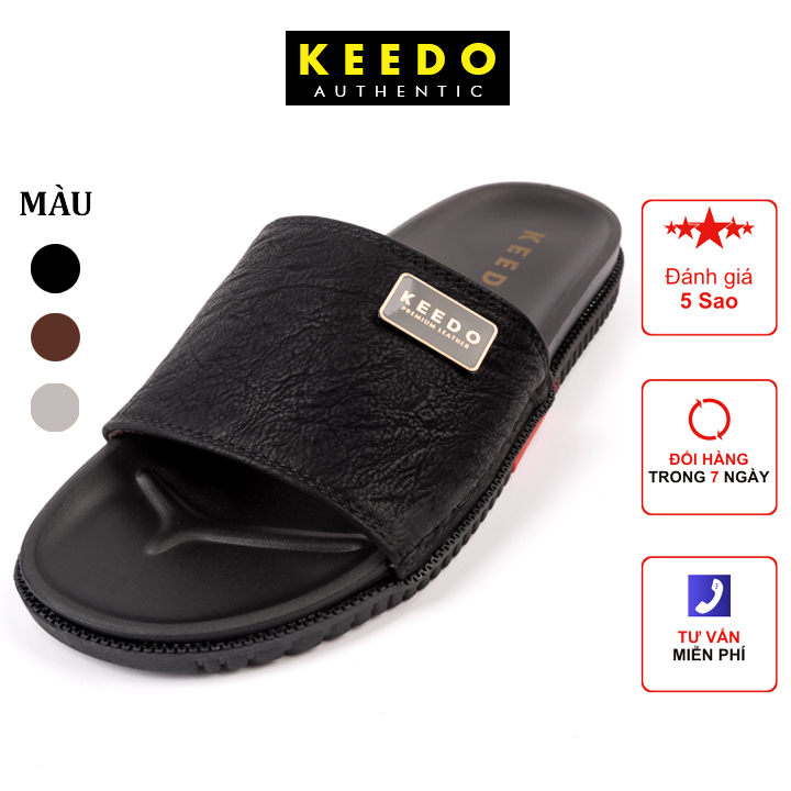 Dép nam quai chéo mẫu mới thương hiệu KEEDO KD0615 may khâu sẵn hàng chính hãng