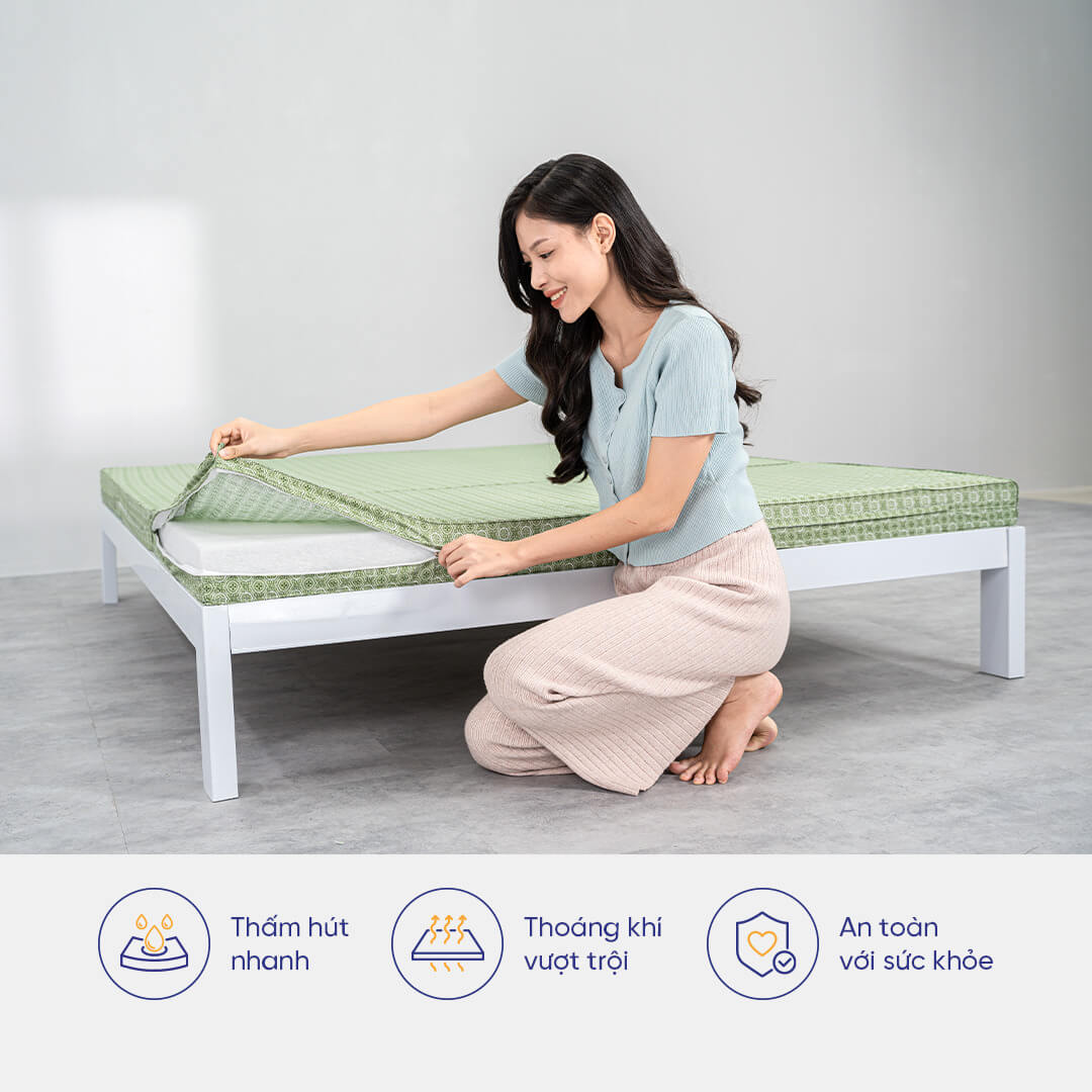 Nệm bông ép Goodnight Nova gấp gọn tiện dụng, nâng đỡ 5 tiếp điểm cơ thể