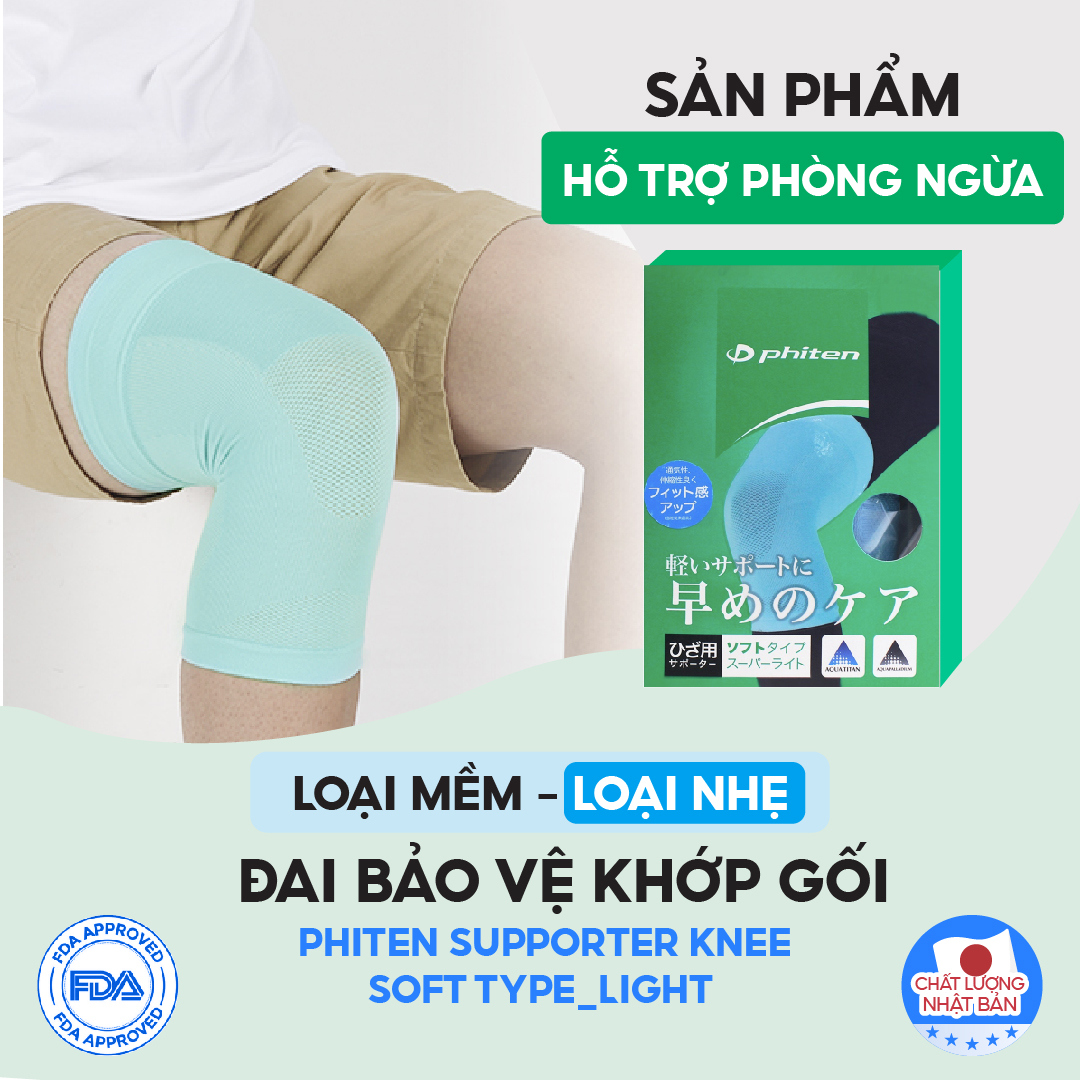 Đai bảo vệ đầu gối loại mềm Phiten knee supporters soft type light AP217014/AP217016