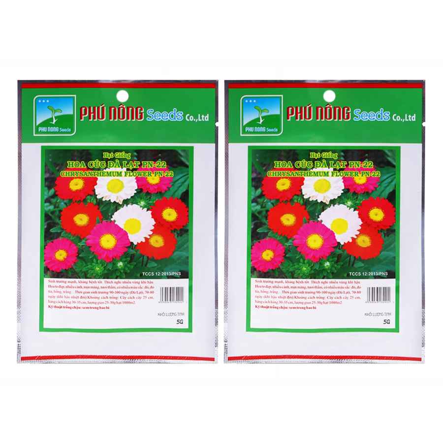 Bộ 2 Gói Hạt Giống Hoa Cúc Đà Lạt PN-22 Phú Nông
