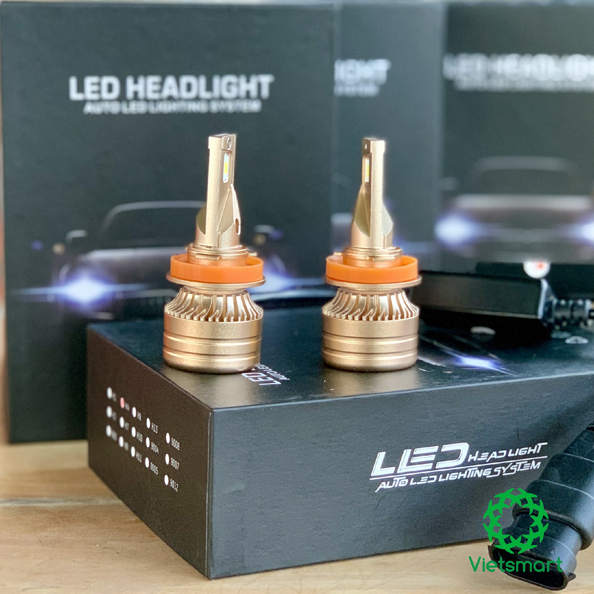 Đèn LED pha cos XM70 Gold 60W siêu sáng cho ô tô xe máy H1 H7 H8 H9 H11 HB3 9005 HB4 9006 H4