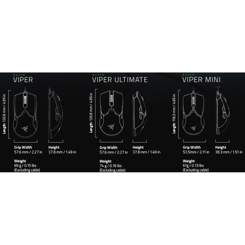 Chuột chơi game Razer Viper Mini Gaming Mouse siêu nhẹ 8500 DPI có dây và đèn RGB 6 nút bấm màu đen