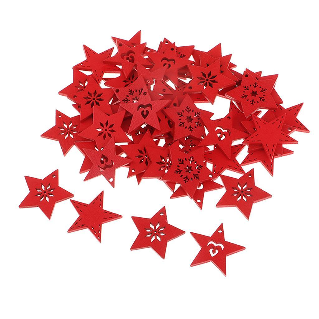 100pcs Unfinished Wood Carved Star Cutout Shapes Wooden Pieces Embellishment