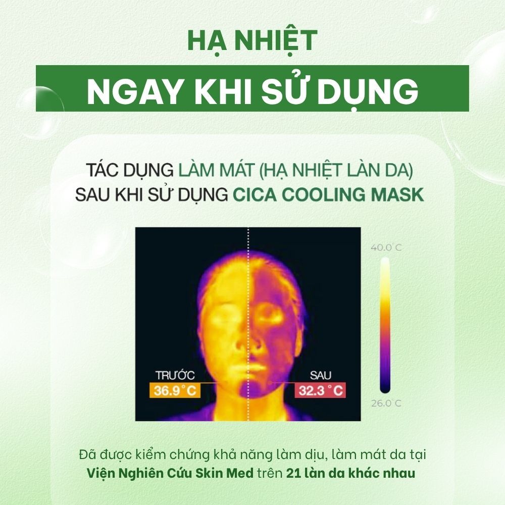 Mặt Nạ Rau Má Hạ Nhiệt -4.5 Độ Giảm Mụn &amp; Làm Dịu Da Ứng Đỏ Cháy Nắng Cell Fusion C Cica Cooling Mask