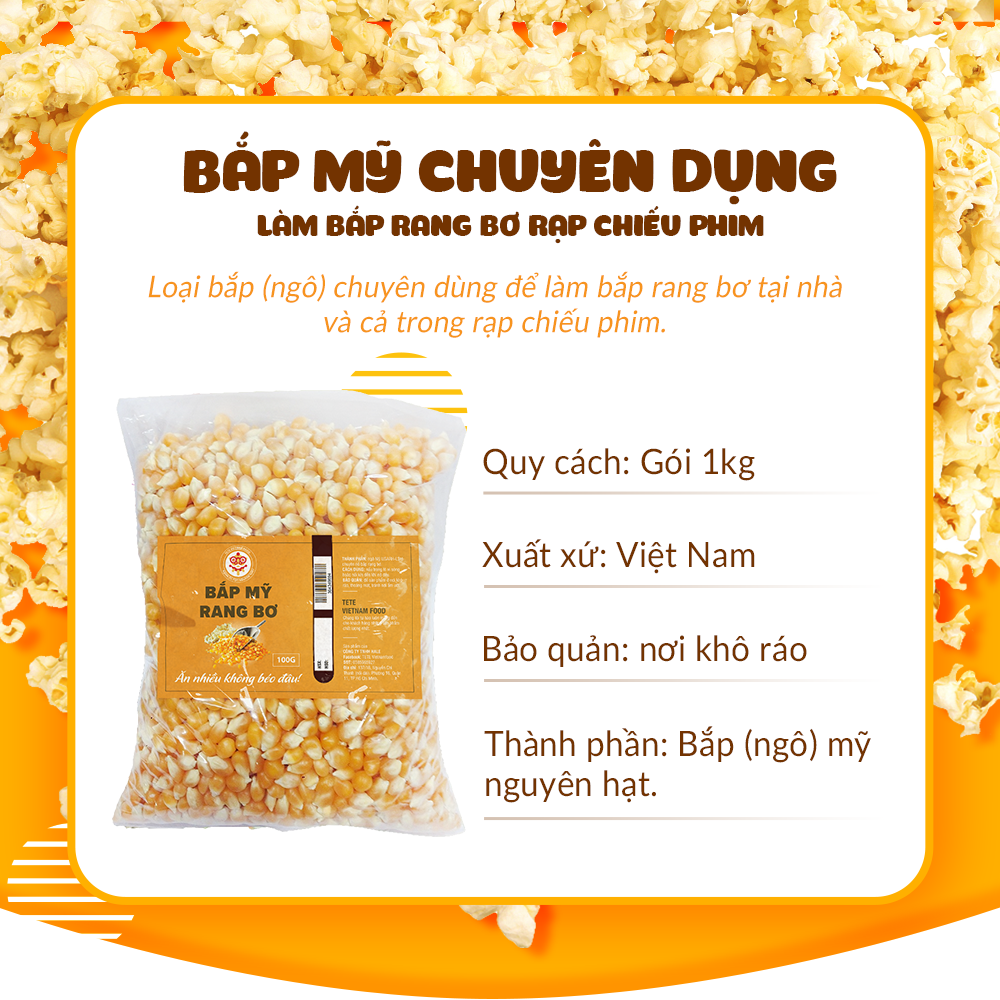 Bắp Mỹ Rang Bơ, Bắp Nỗ Rạp Chiếu Phim TETE Food