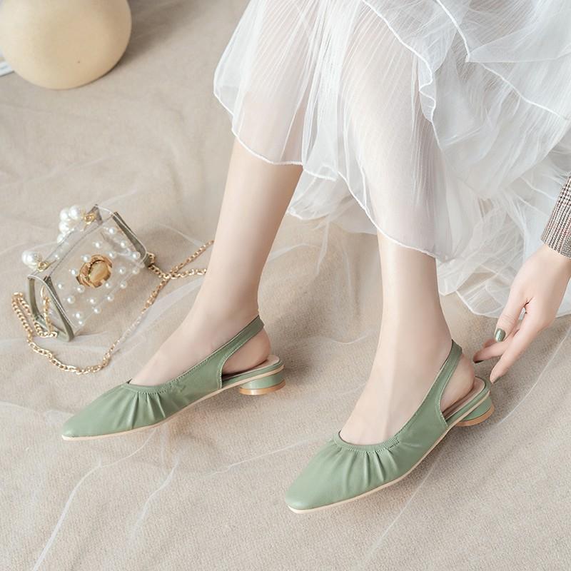 Giày Da Pu Gót Thấp Thiết Kế Thoải Mái