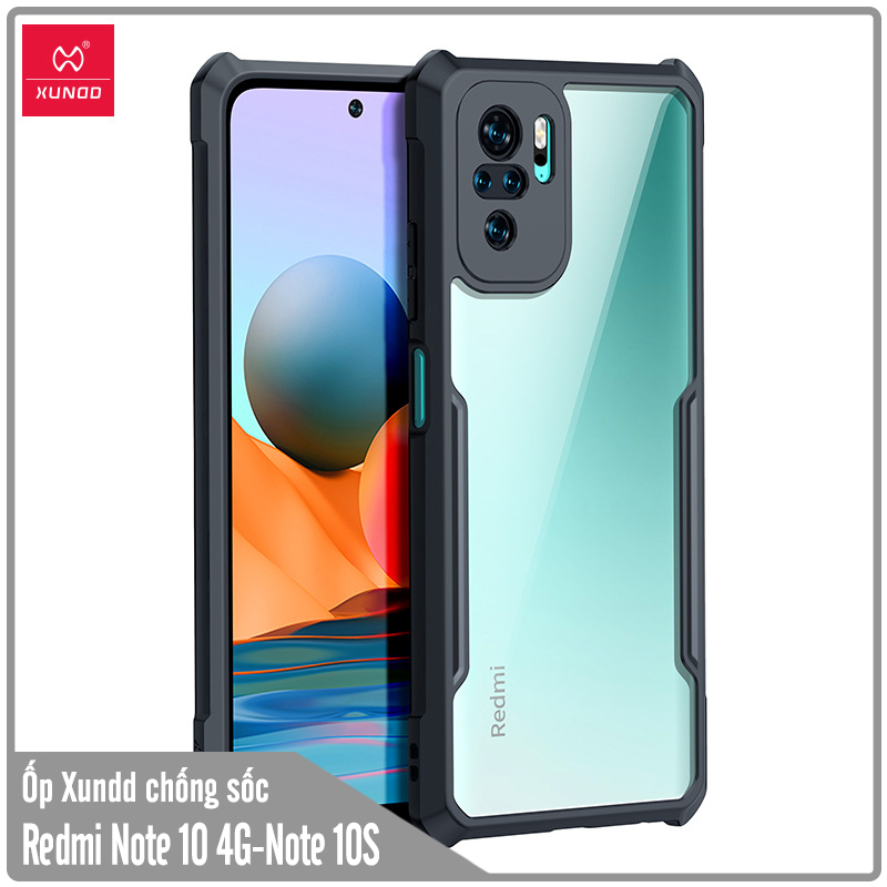 Ốp lưng cho Xiaomi Redmi Note 10S - Note 10 4G chống sốc trong viền nhựa dẻo XunDD - Hàng nhập khẩu