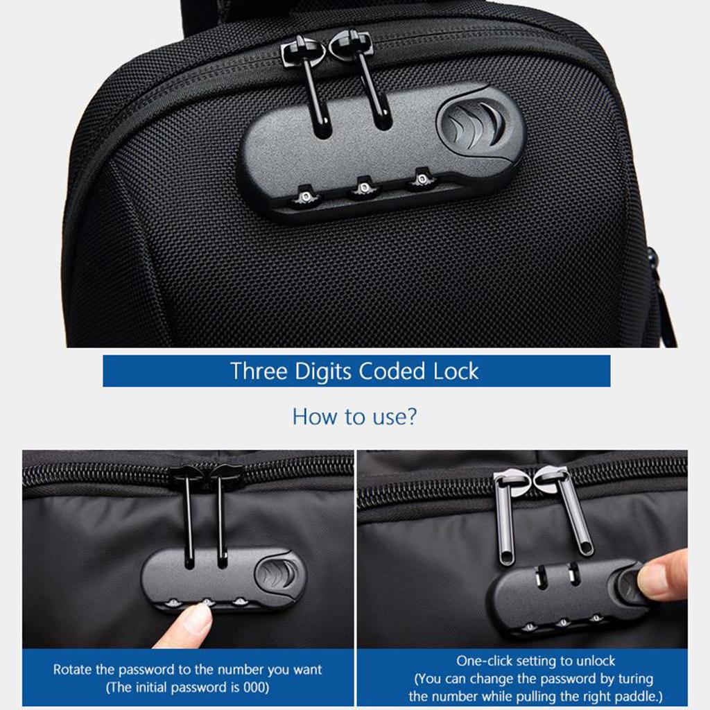 Anti Theft Sling Bag Chest Bag with USB Charging Port Lightweight Daypack Cross Body Large Capacity USB Charge Rucksack for Men Travel Hiking Cycling