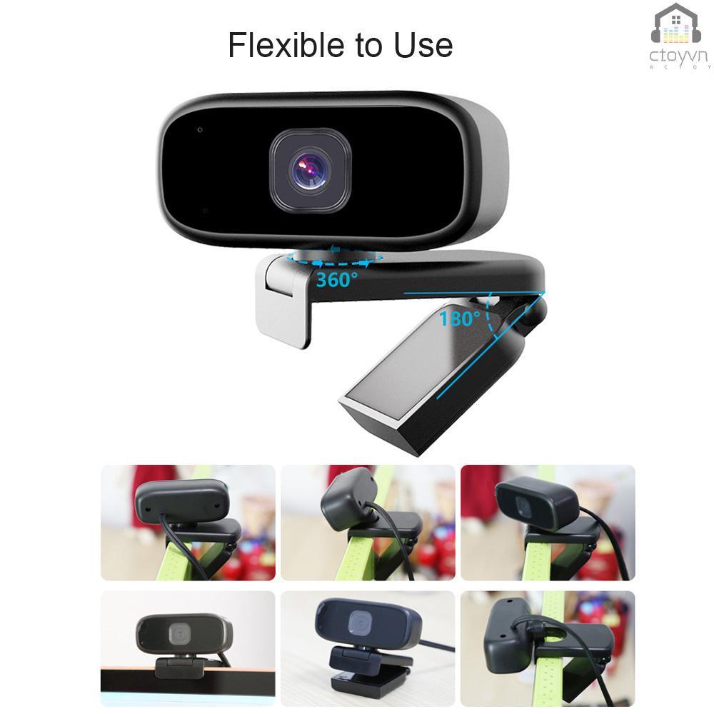 Webcam HD 720P cổng USB kèm micro và giắc cắm 3.5mm hỗ trợ phát sóng trực tuyến