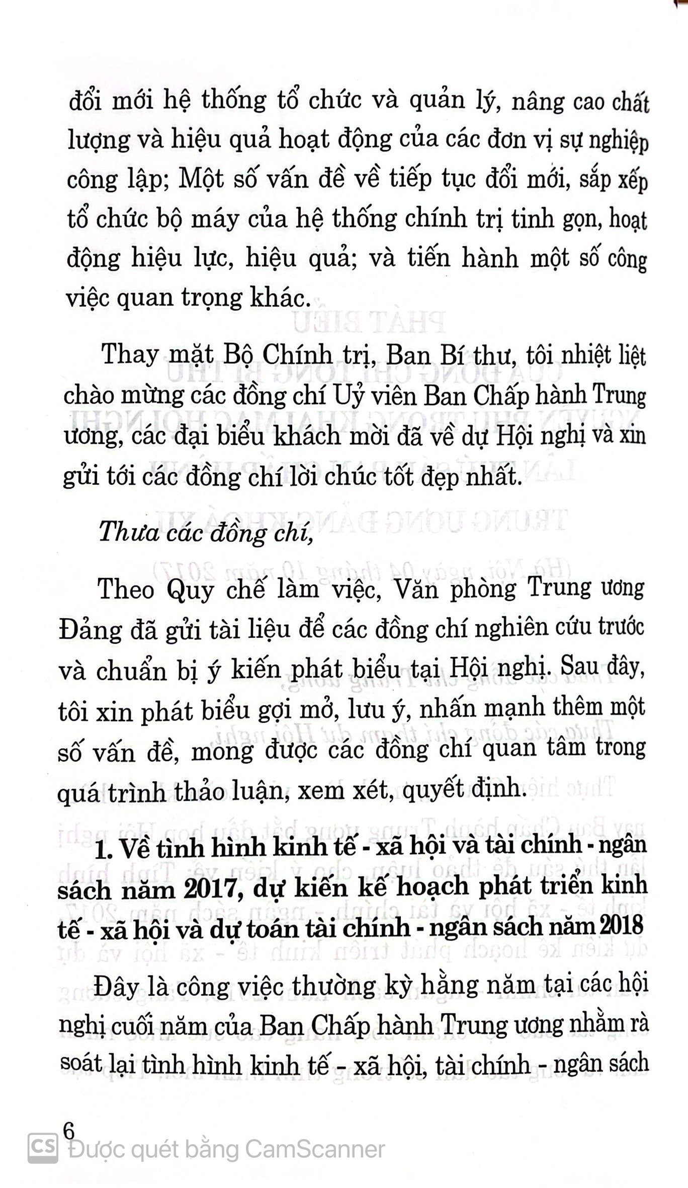 Văn kiện Hội nghị lần thứ sáu Ban Chấp hành Trung ương khóa XII