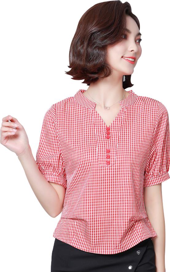 Áo sơ mi nữ sọc phối nút cách điệu