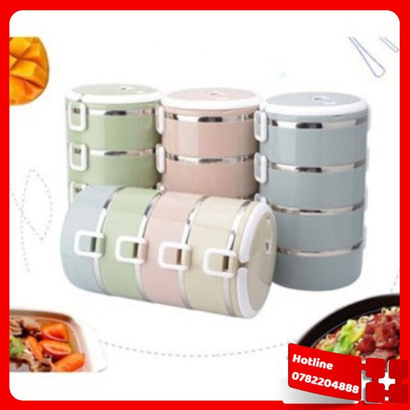 Hộp Cơm Giữ Nhiệt 4 Tầng Lúa Mạch Cao Cấp Dung Tích 2800Ml – Giao Màu Ngẫu Nhiên - Loại Tốt