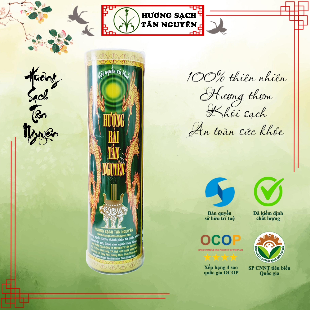 Hương Bài Tân Nguyên, nhang ít khói, hương sạch làm từ rễ cây bài, sản phẩm OCOP quốc gia, ống lớn
