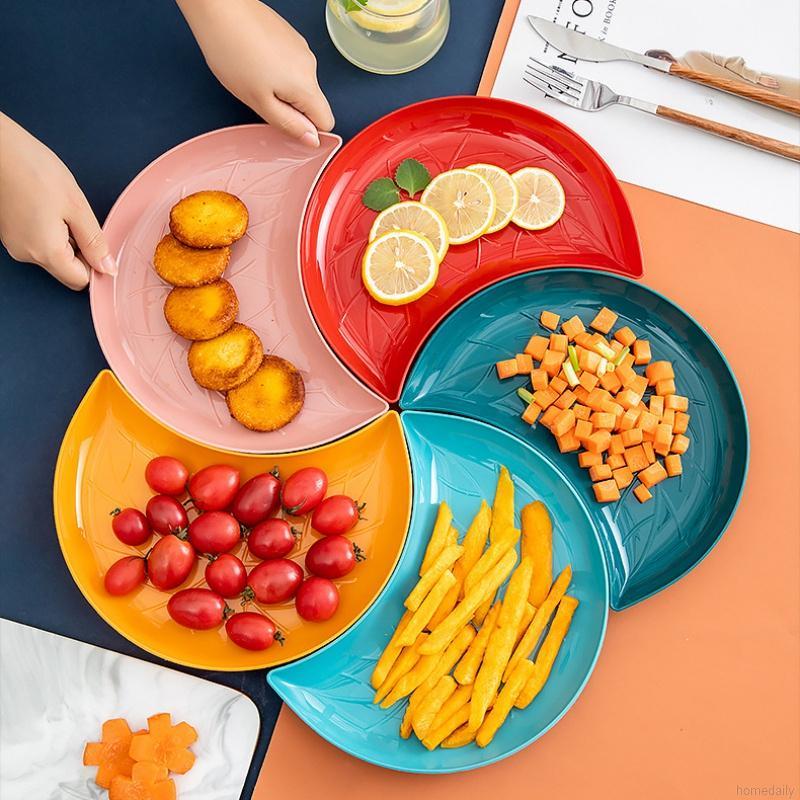 Combo 5 đĩa đựng trái cây, hoa quả, bánh kẹo, đồ ăn hình bán nguyệt - Đĩa nhựa decor