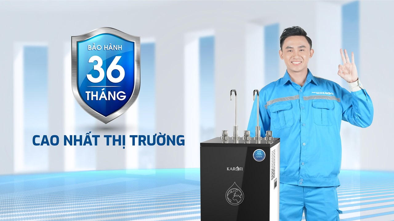 Máy lọc nước nóng lạnh 2 vòi 3 chế độ 11 lõi công nghệ Block Karofi KAD-R35 - Lắp đặt toàn quốc - Hàng chính hãng