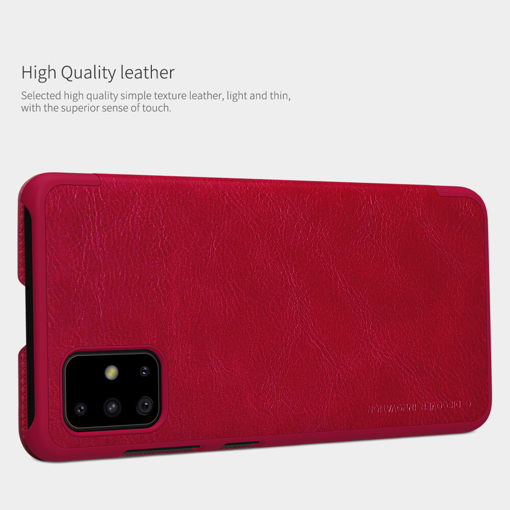 Bao da dành cho Samsung Galaxy A51 hiệu Nillkin Qin (Chất liệu da thật, có ngăn đựng thẻ, mặt da siêu mềm mịn) - Hàng chính hãng