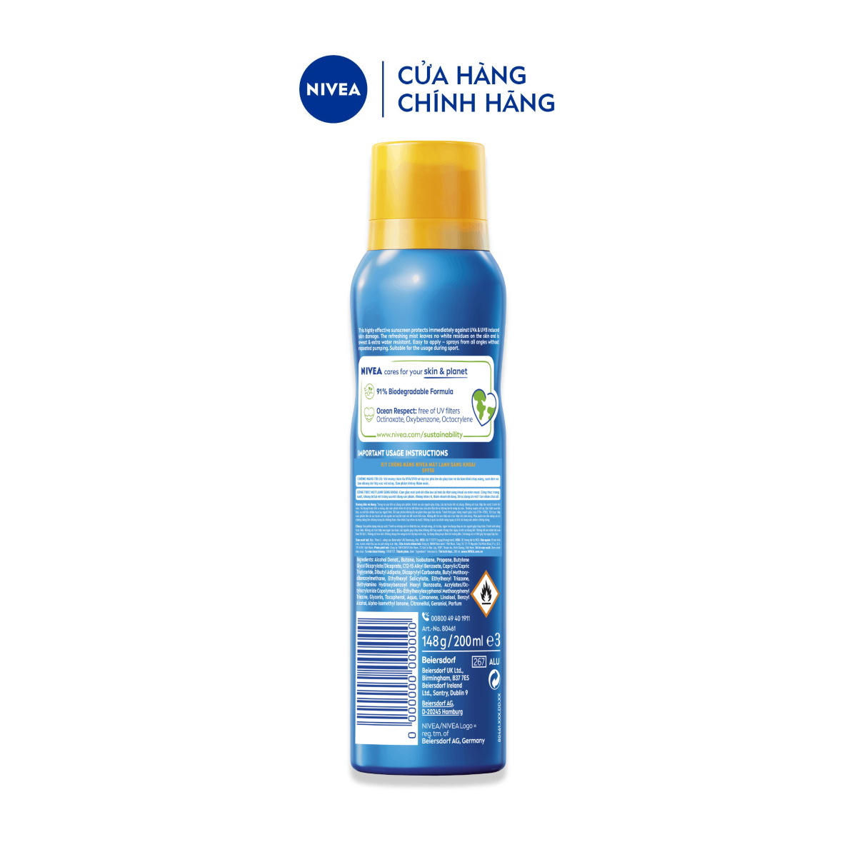 Xịt Chống Nắng NIVEA Mát Lạnh Sảng Khoái SPF50 (200ml)