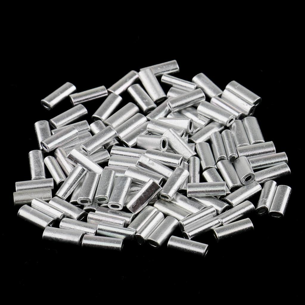 200 Pieces 1.2mm-1.5mm Inside Diameter Fishing Wire Leader Crimps Single Barrel Crimping Sleeves Aluminum Tube Connector Fishing Tackle Kit