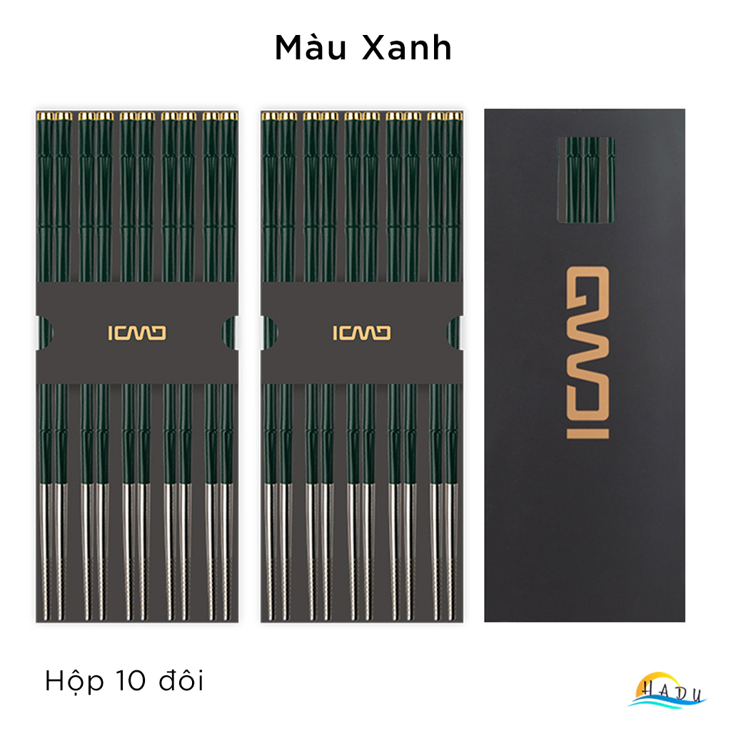 Đũa Ăn Cơm Inox 304 Chống Trượt Kiểu Hàn Quốc Cao Cấp Hình Cây Tre Sang Trọng HADU