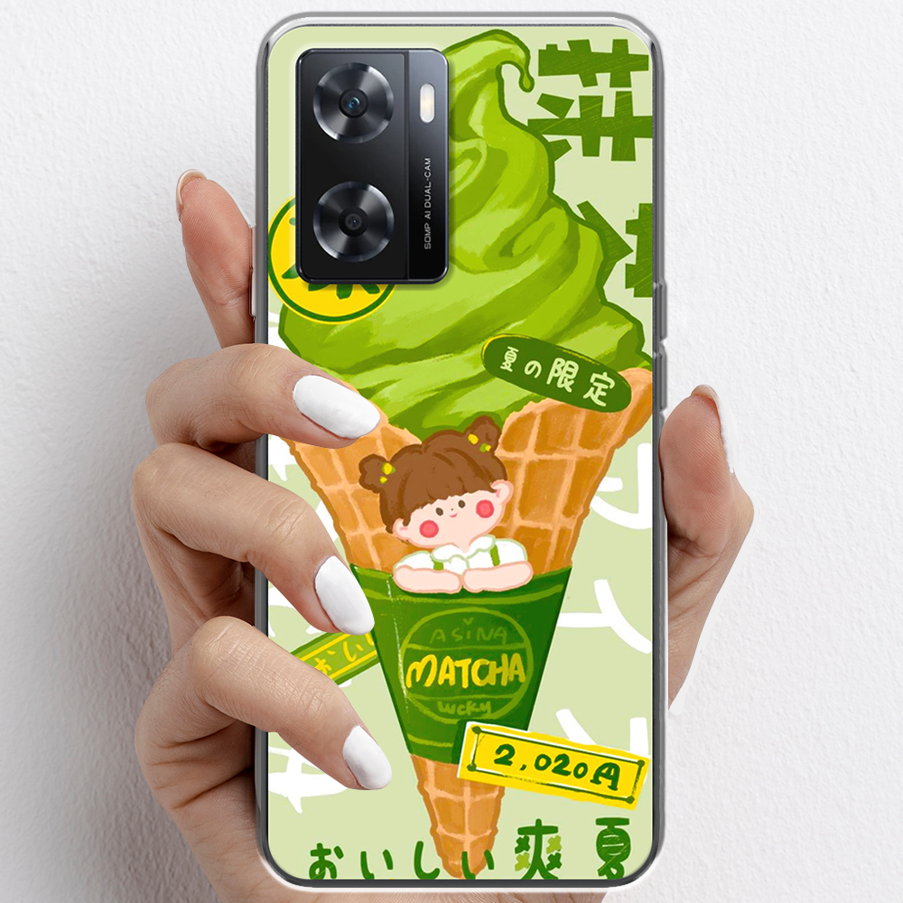 Ốp lưng cho Oppo A77s nhựa TPU mẫu Kem trà xanh