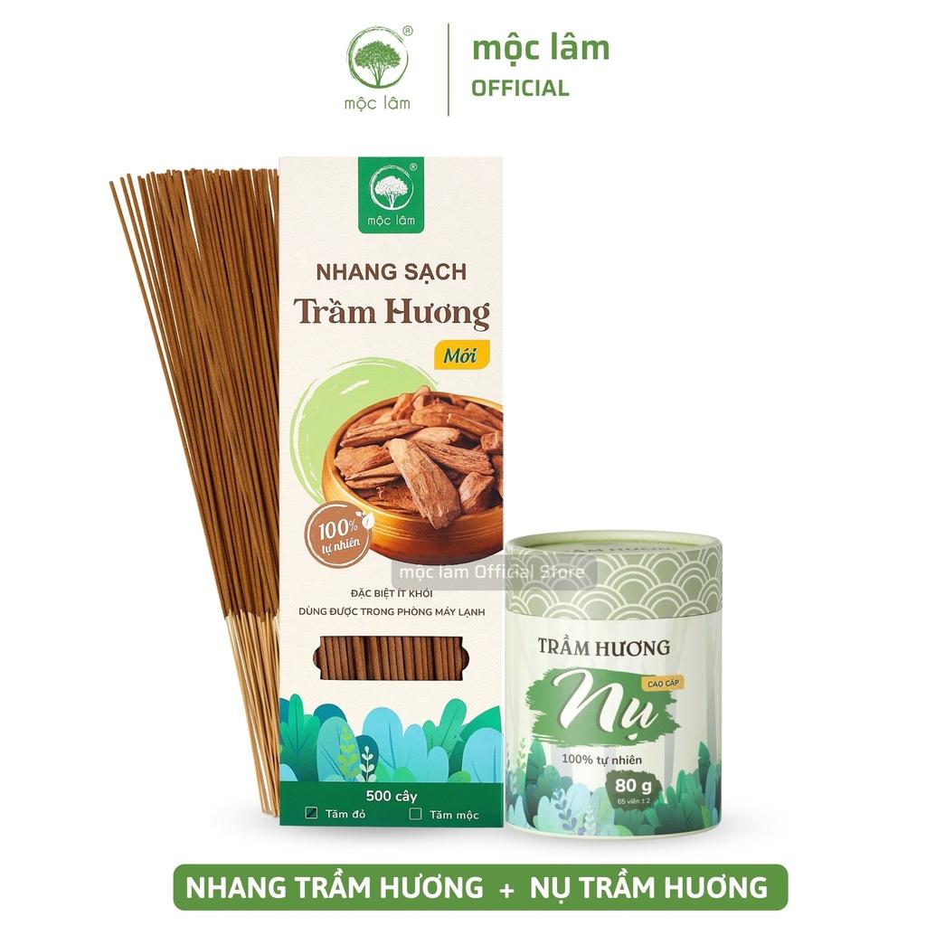 Nhang Trầm Hương 29cm 500cây và Nụ Trầm Hương 80g 65viên - Mộc Lâm