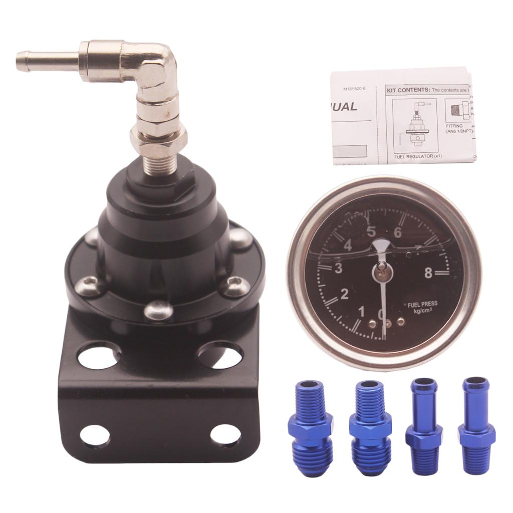 Universal Adjustable Fuel Pressure Regulator 0-160 Psi Car Auto Kit W/ Gauge