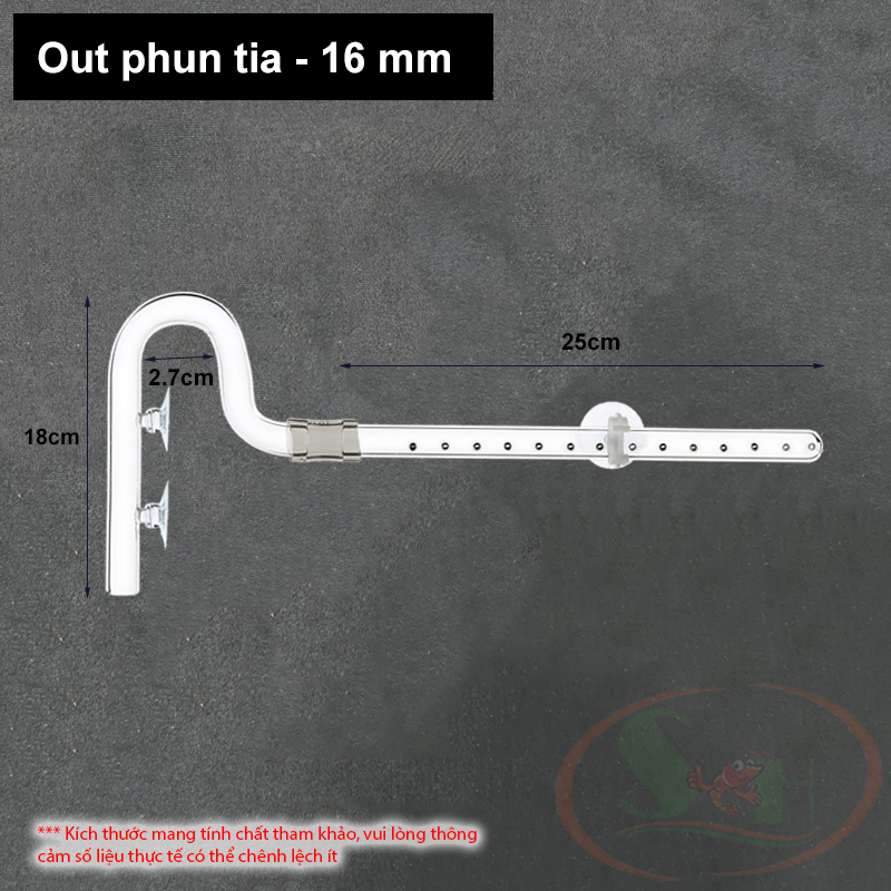 Ống in out thủy tinh mini 10, 12, 16 mm gắn bơm lọc thùng bể cá tép thủy sinh