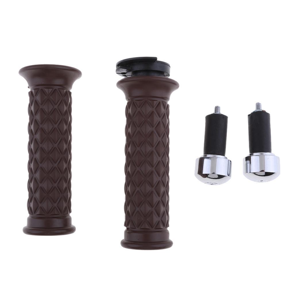 7/8'' 22mm Motorcycle Handlebar Diamond Throttle Grips with Bar End black