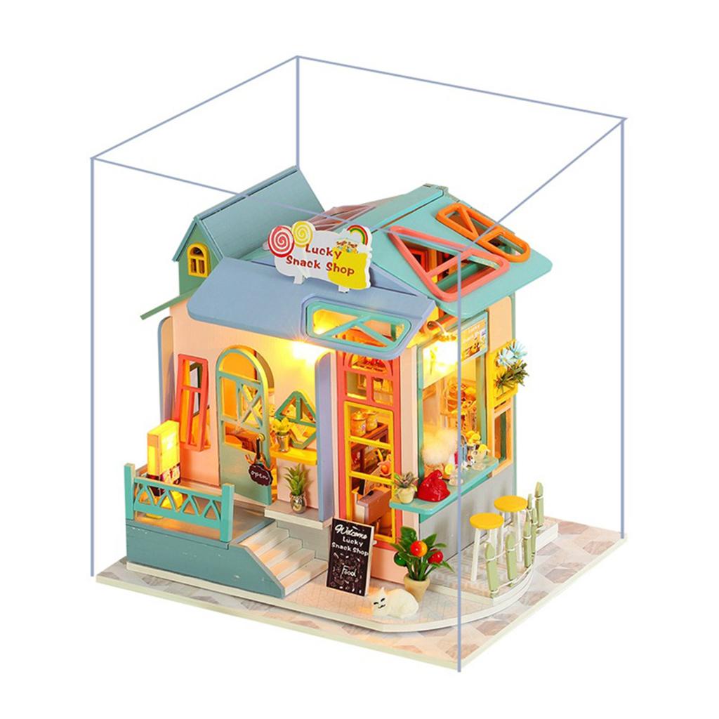 Mini Wooden Dollhouse Furniture Set Cottage Dream House Puzzle Toy A