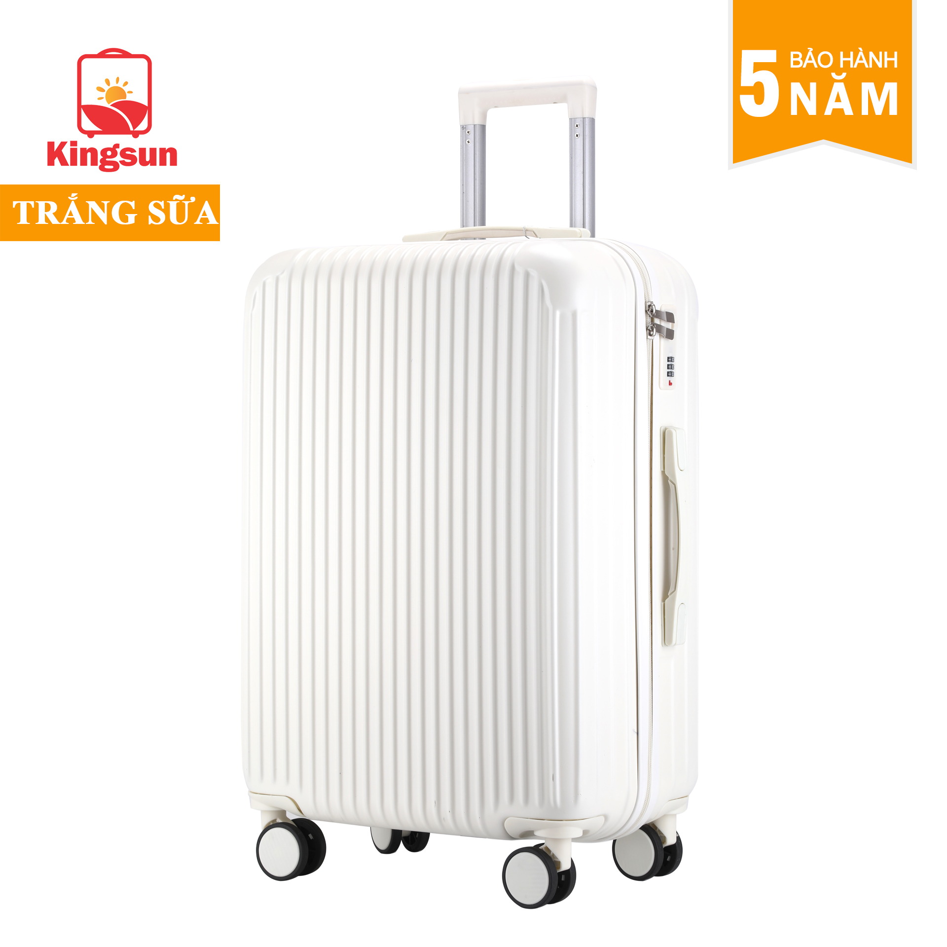 Vali Du Lịch Cao Cấp Size 24inch - Bảo Hành 5 Năm  KS-T01 - Trắng Sữa