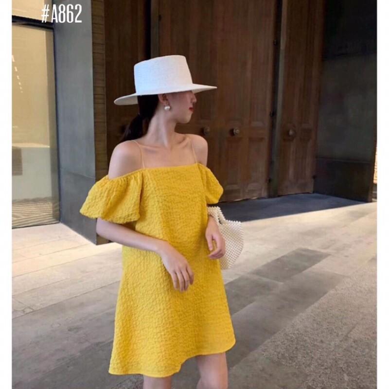 Đầm babydoll 2 dây tay phồng có 3 màu