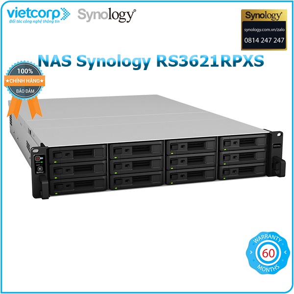 Thiết bị lưu trữ NAS Synology RS3621RPXS - Hàng Chính Hãng