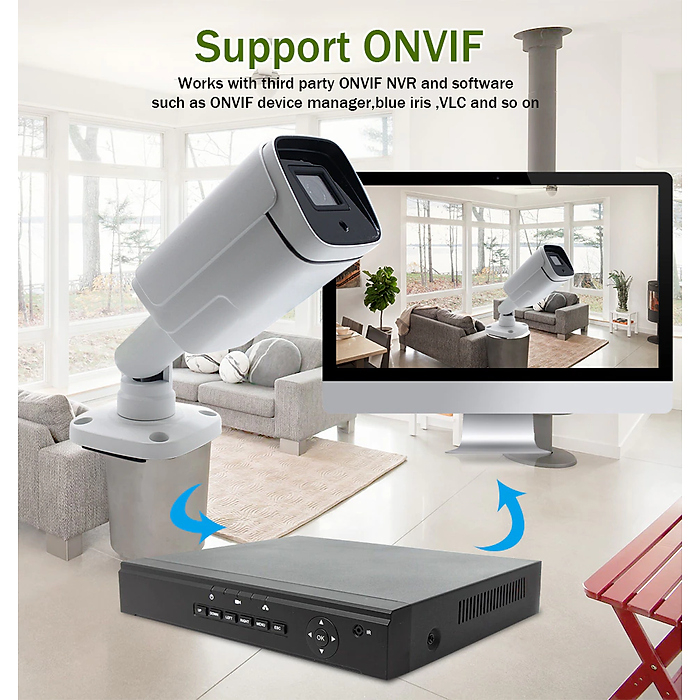 Camera IP thân sắt có dây trong nhà, chuẩn Onvif, HD 3.0mp